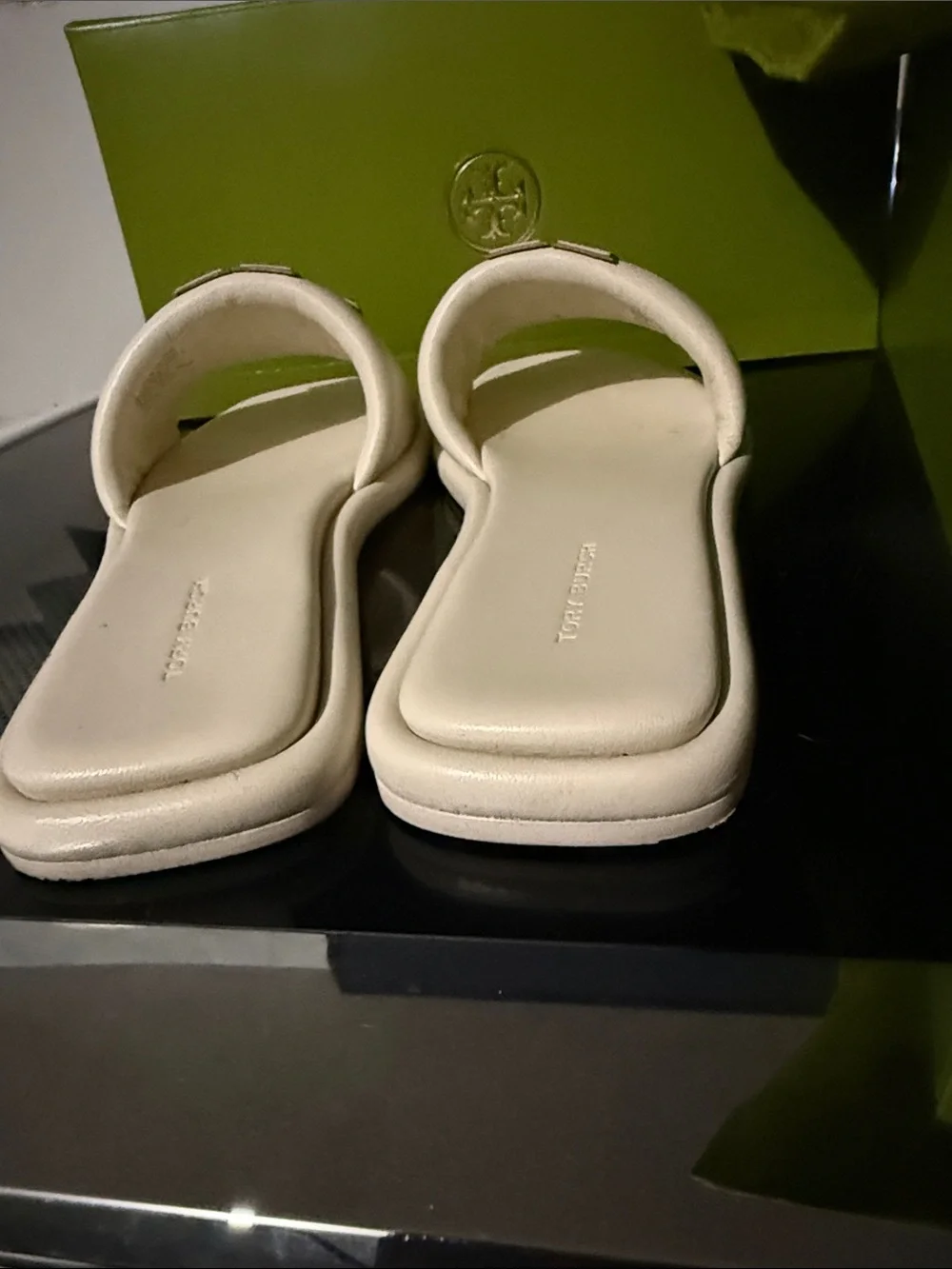 Tory Burch Cream Logo Slide Sandals